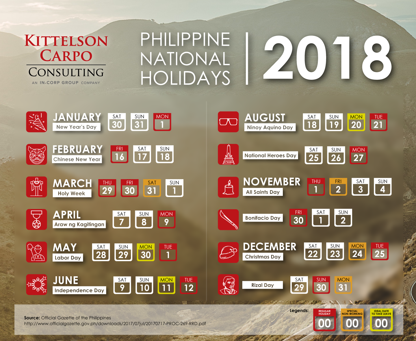 Philippine National Holidays For 18 Kittelson Carpo Consulting